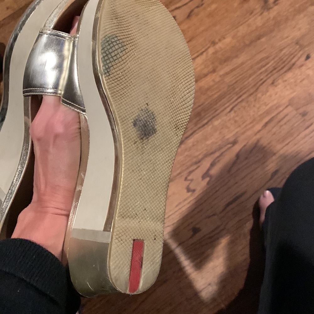 Gold Prada slip on wedges size 38 - Picture 6 of 12